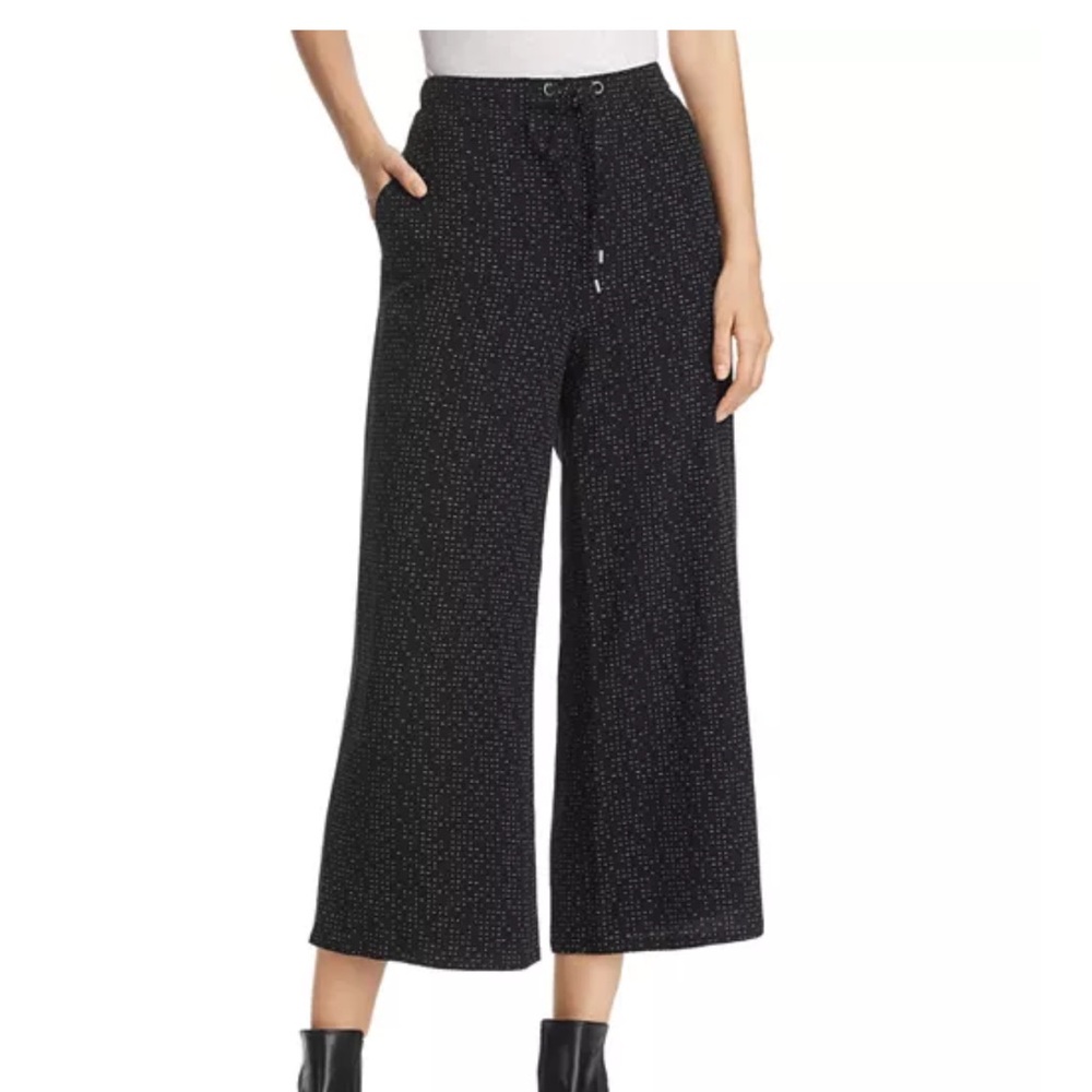 Eileen Fisher Morse‎ Code Print Wide-Leg Crop Pants Ladies Large NWT $198